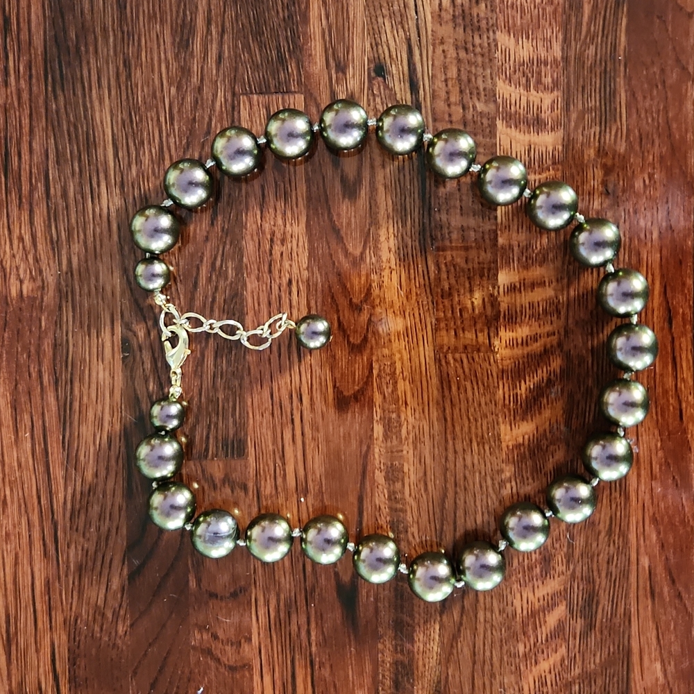 Vintage Iridescent Brown Beaded Choker Necklace